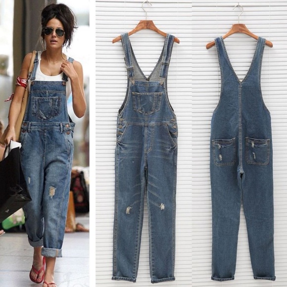 NWT OVERSIZED Distressed Denim Overalls - 2 LEFT - Picture 2 of 5